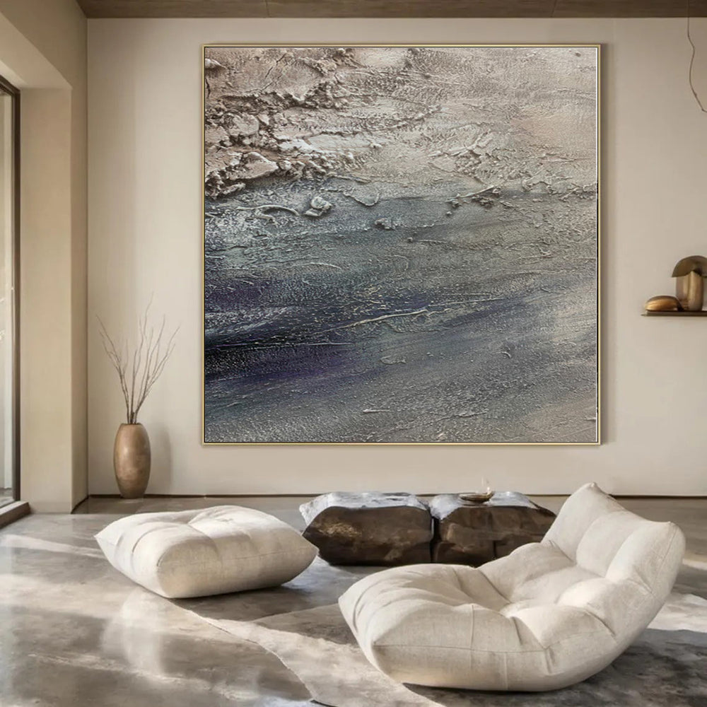 “Gray - Purple Textured Abstract” - Moody Abstract Painting On Canvas PS0115