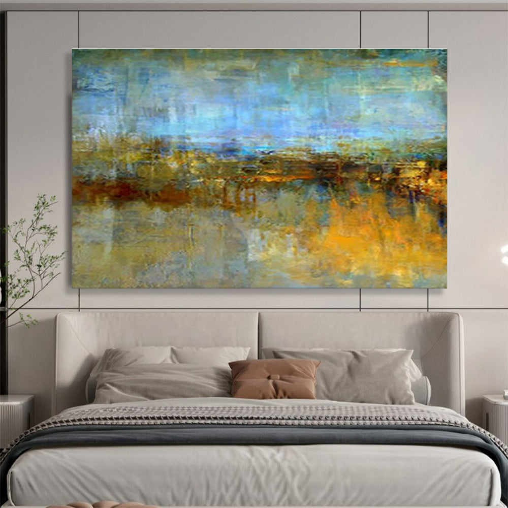 Blended Horizon Abstract - Soft - edged Landscape Painting On Canvas DKS372