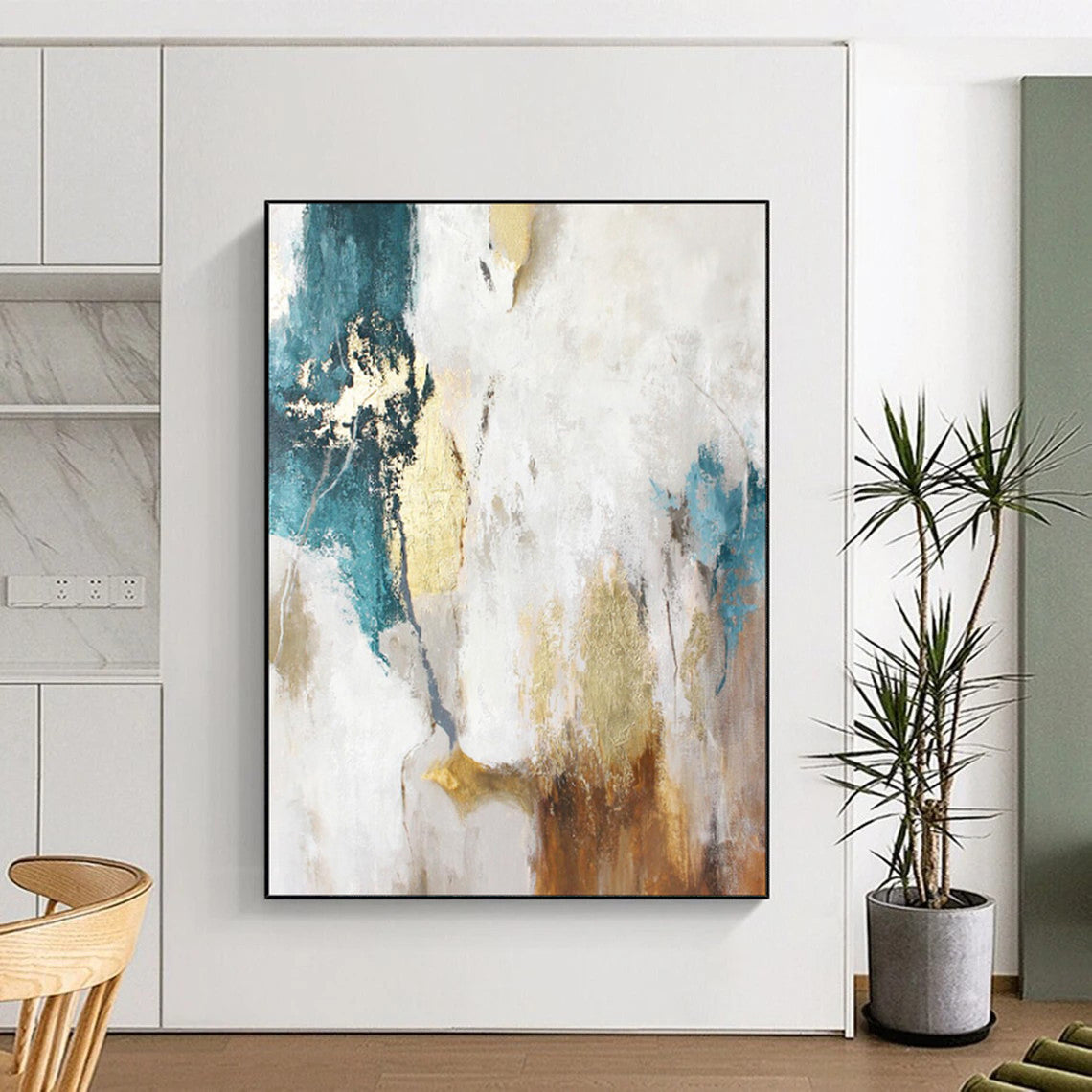 “Elegant Abstract with Gold Accents” - Abstract Luxury Painting On Canvas PT1924