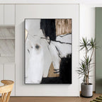 “Monochrome Abstract with Gold Accents” - Minimalist Abstract Painting On Canvas PS0255