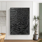 “Black Textured Pattern” - Minimalist Abstract Painting On Canvas PT2361