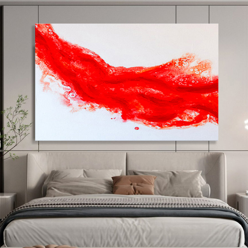 “Vibrant Red Abstract Flow” - Abstract Painting On Canvas DKS568