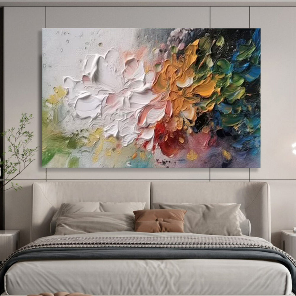 “Textured Floral Duo” - Colorful Abstract Flowers, Palette Knife Flower Painting On Canvas DKS700
