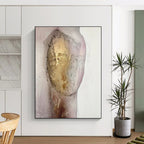 “Gold and Pink Textured Figure” - Mixed - Media Abstract Painting On Canvas PT2222