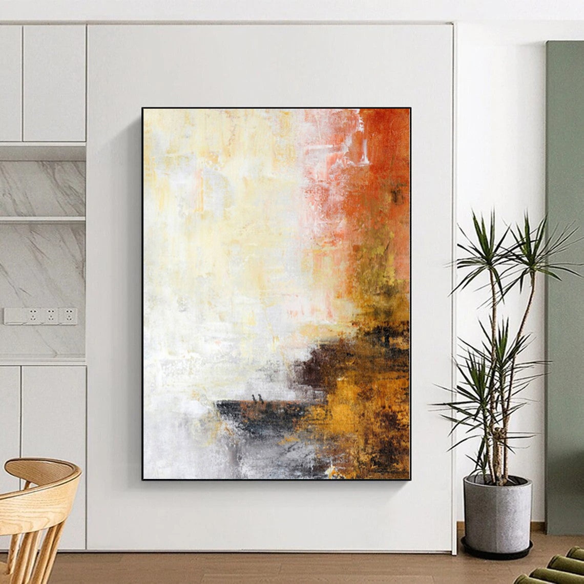 “Warm Tones Abstract” - Minimalist Abstract Painting On Canvas PS0066