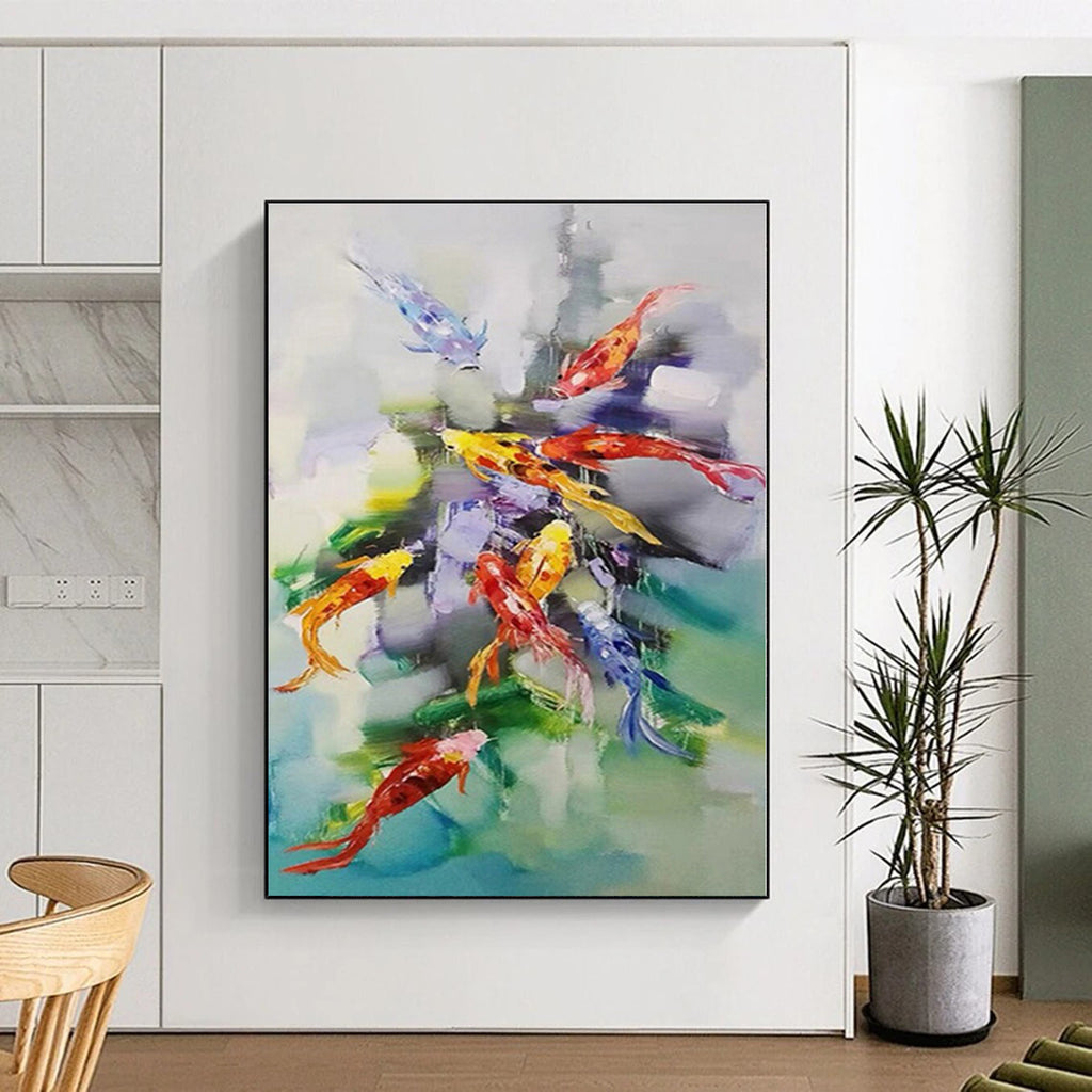 “Colorful Koi Fish Abstraction” - Abstract Animal Painting On Canvas PS0432