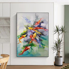 “Colorful Koi Fish Abstraction” - Abstract Animal Painting On Canvas PS0432
