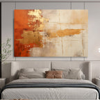 “Orange - Gold - Gray Abstract Fusion” - Warm - Tone Abstract Painting On Canvas PT1571