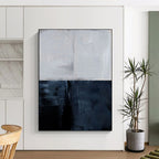 “Split - Tone Abstraction” - Light Gray & Dark Gray Contrast Painting On Canvas DS206