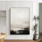 “Monochrome Misty Abstract” - Abstract, Black - and - White Painting On Canvas PT1498