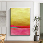 “Gold - Pink - Teal Color Block” - Abstract Painting On Canvas PT2023