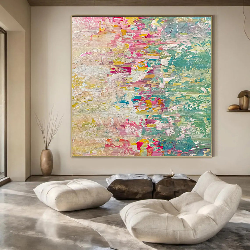 Pastel and Bright Fusion - Soft - Hard Color Abstract Painting On Canvas PS1229
