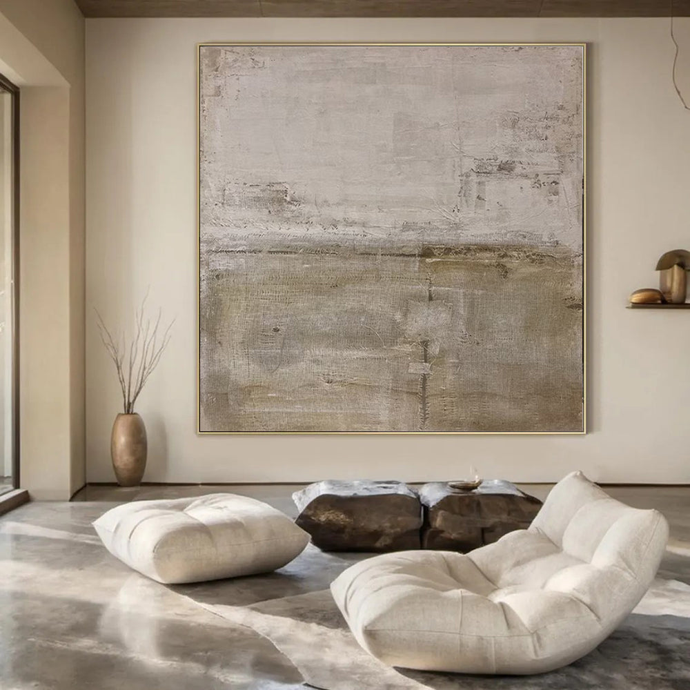 Beige and Gray Textured, "Desert Silence" – Textured Abstract Painting On Canvas PS0957