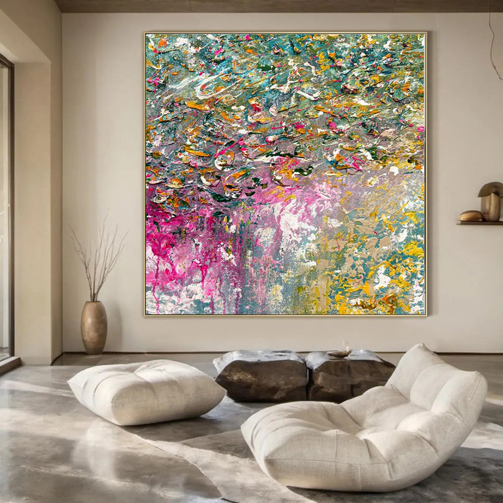 Colorful Impasto Carnival - Thick Paint Multicolor Abstract Painting On Canvas PS1228