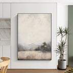 “Misty Mountain Lake in Neutral Tones” - Landscape Painting On Canvas PT2056