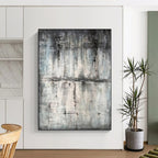 “Grey - Blue Abstract Muted Scene” - Serene Abstract Painting On Canvas PS0296
