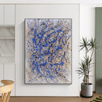 “Blue - Drip Abstract” - Action - Painterly, Dynamic - Styled Painting On Canvas PT1580