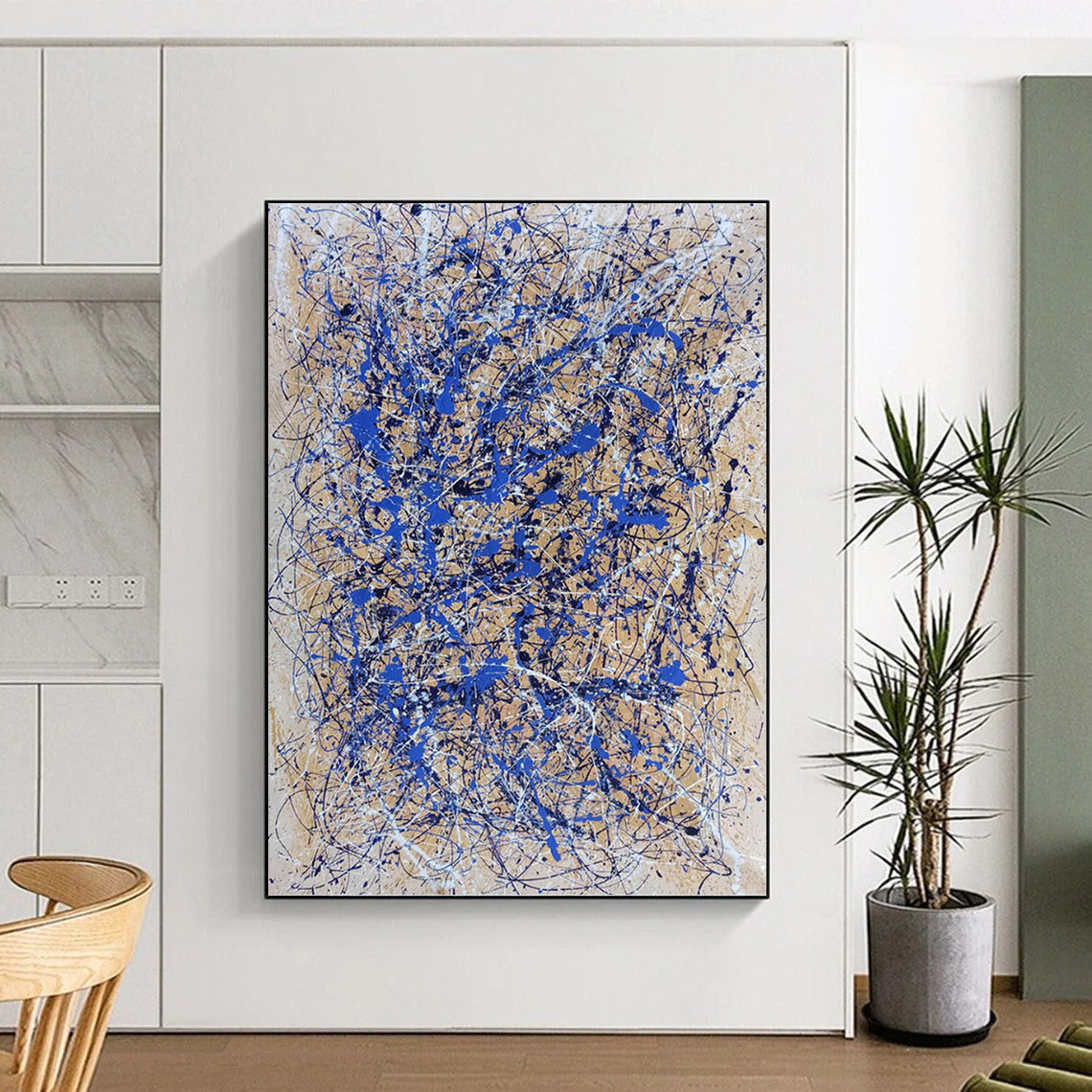 “Blue - Drip Abstract” - Action - Painterly, Dynamic - Styled Painting On Canvas PT1580