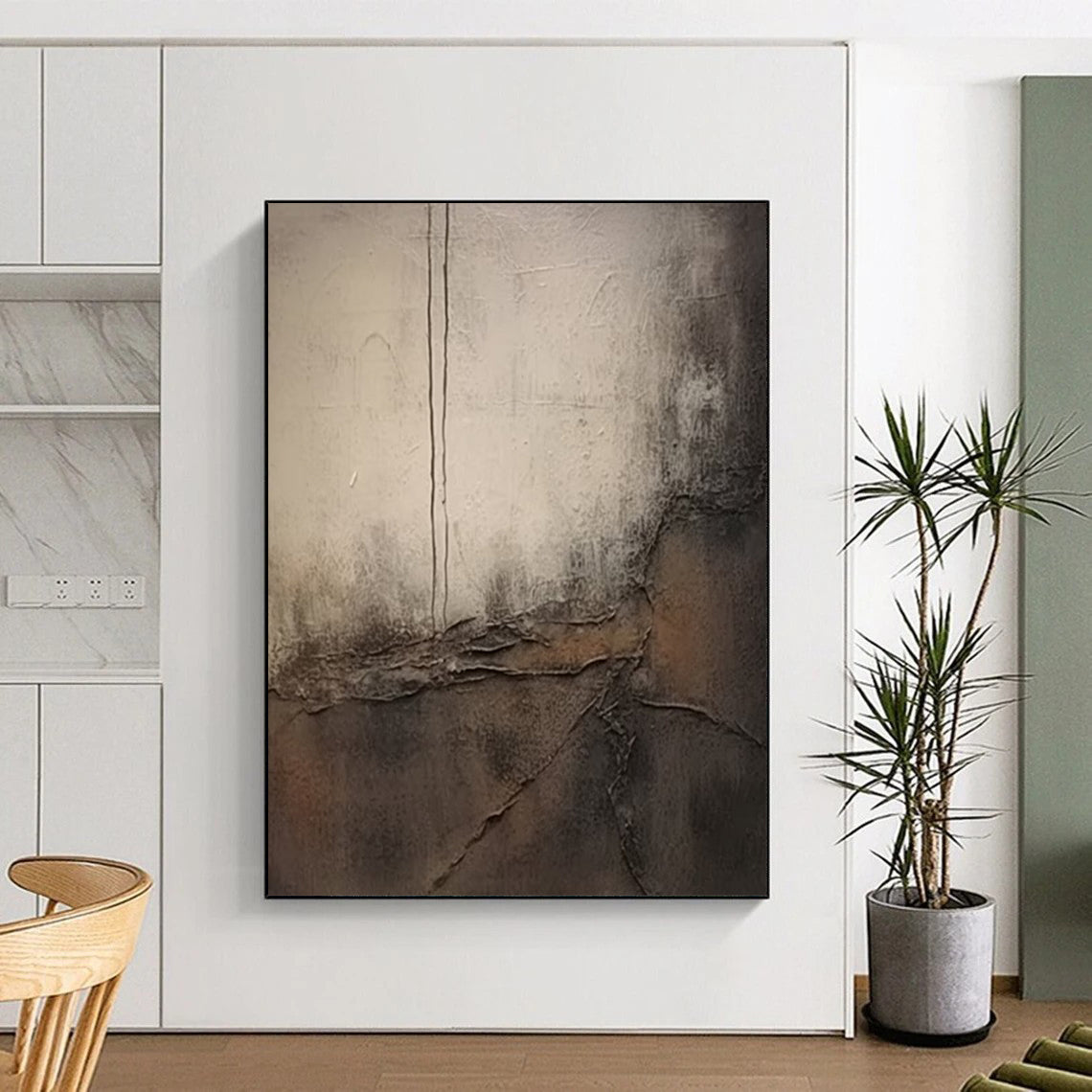 “Textured Grey and Brown Abstract” - Industrial - Inspired Painting On Canvas DS355