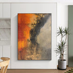 “Orange and Gray Abstract Contrast” - Abstract Impasto Painting On Canvas PS0026