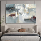 Blue - Gray Abstract with Gold Lines - Luxe Abstract Painting On Canvas DKS352