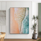 “Pastel Beach Aerial View” - Impressionistic Landscape Painting On Canvas DS044