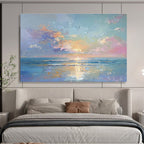Vibrant Seaside Sunset - Impressionistic Seascape Painting On Canvas DKS363