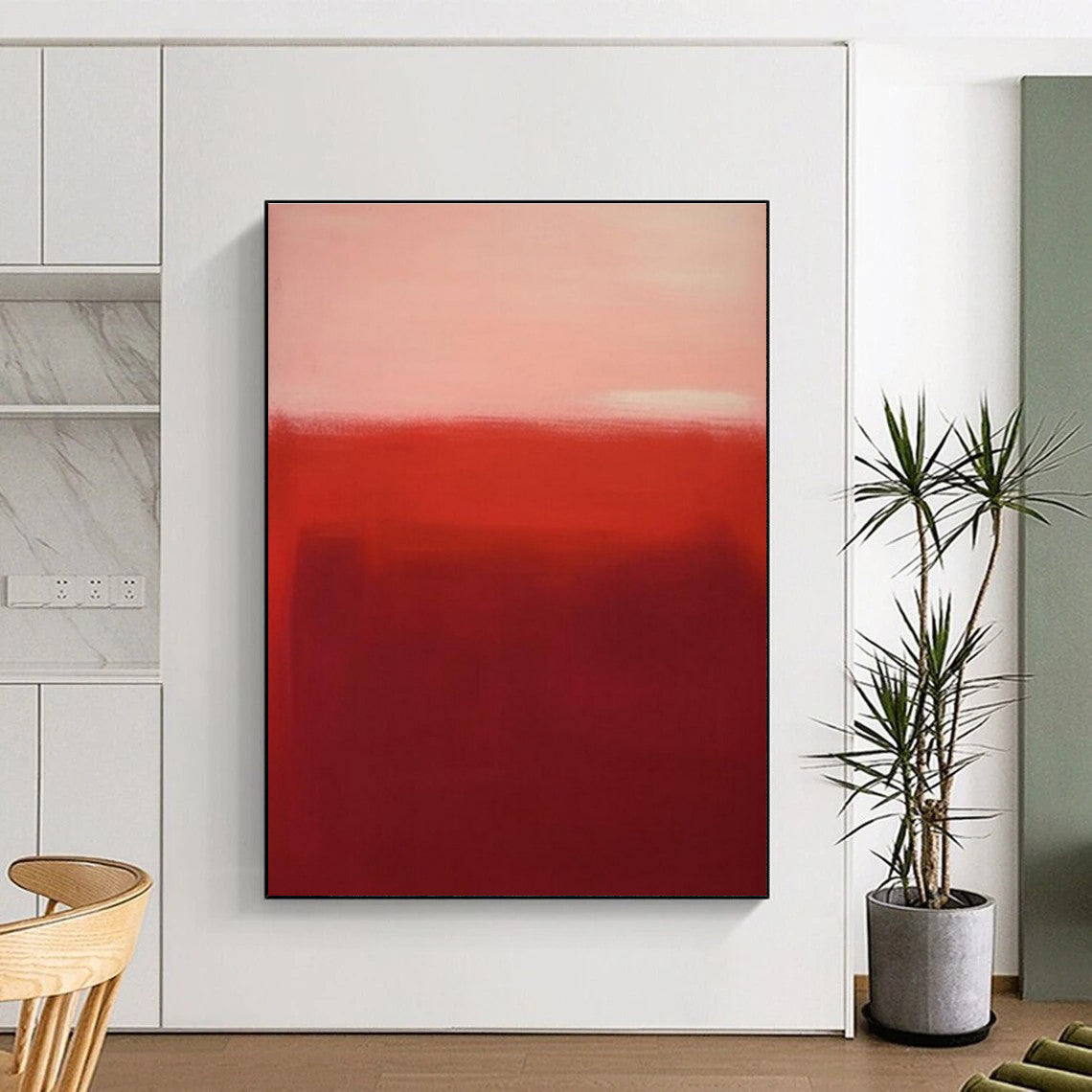 “Crimson Gradient Field” - Red - Toned Gradient Abstract Color - Field Painting On Canvas PS0744