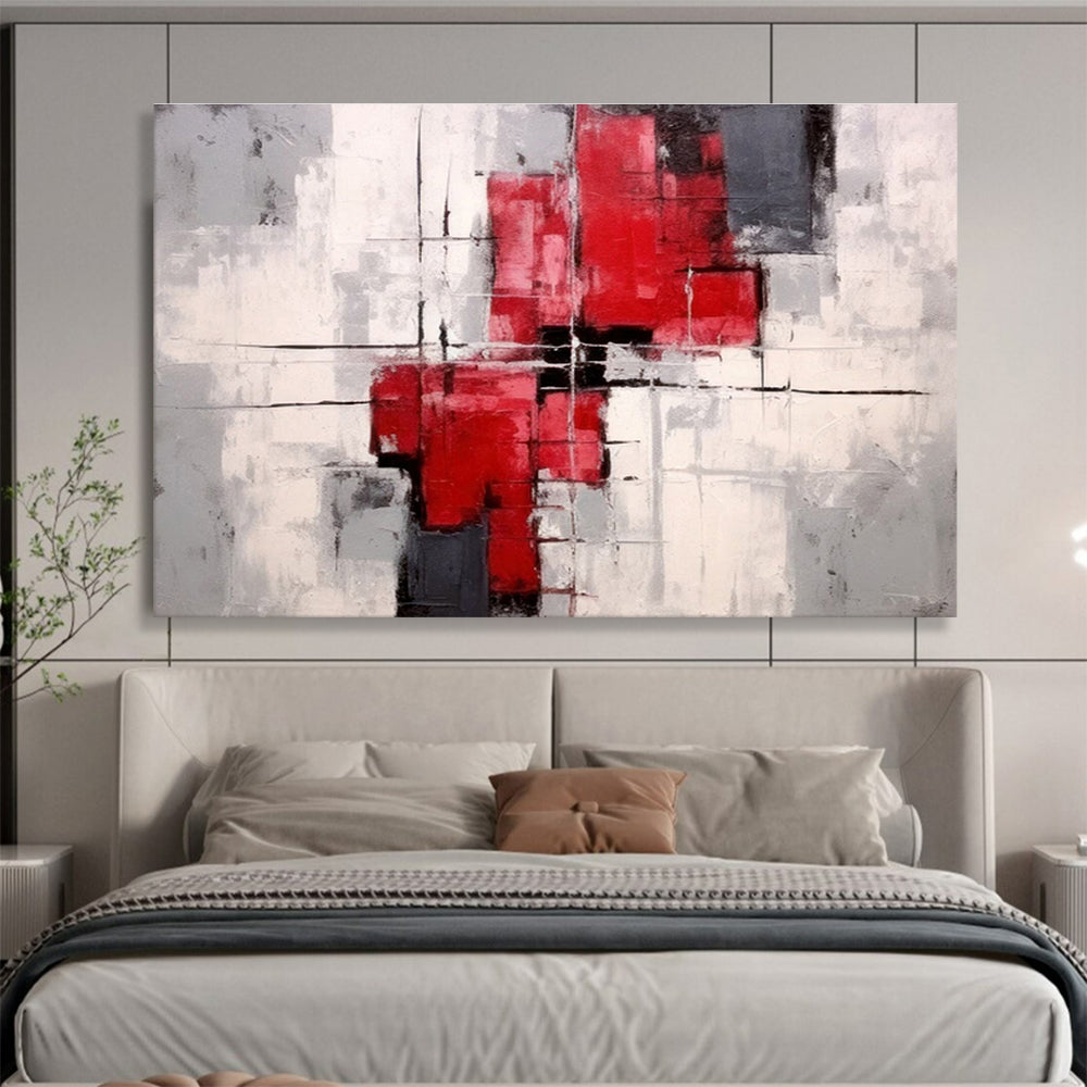 “Yellow, Blue, and Red Color Block Landscape” Abstract Painting On Canvas DKS269