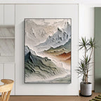 “Multi - colored Textured Mountain Abstract” - Landscape - inspired Relief Painting On Canvas PT0981