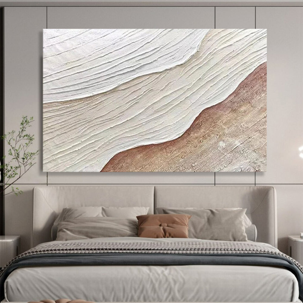 “Textured White - Brown Waves” - Relief - Like Painting On Canvas PT1553