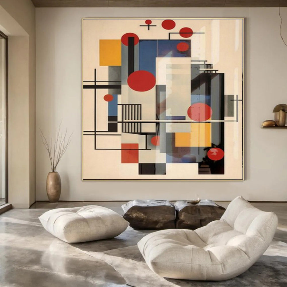 Colorful Geometry, "Constructivist Collage" – Abstract Geometric Painting On Canvas PS1042