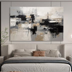 Monochrome Abstract Blocks - Modern Abstract Painting On Canvas DKS335
