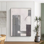 “Layered Rectangles: Gray, White Abstract” - Subtle Abstract Painting On Canvas DS396