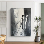 “Silhouettes in Black and White” - Minimalist Abstract Painting On Canvas PT1996
