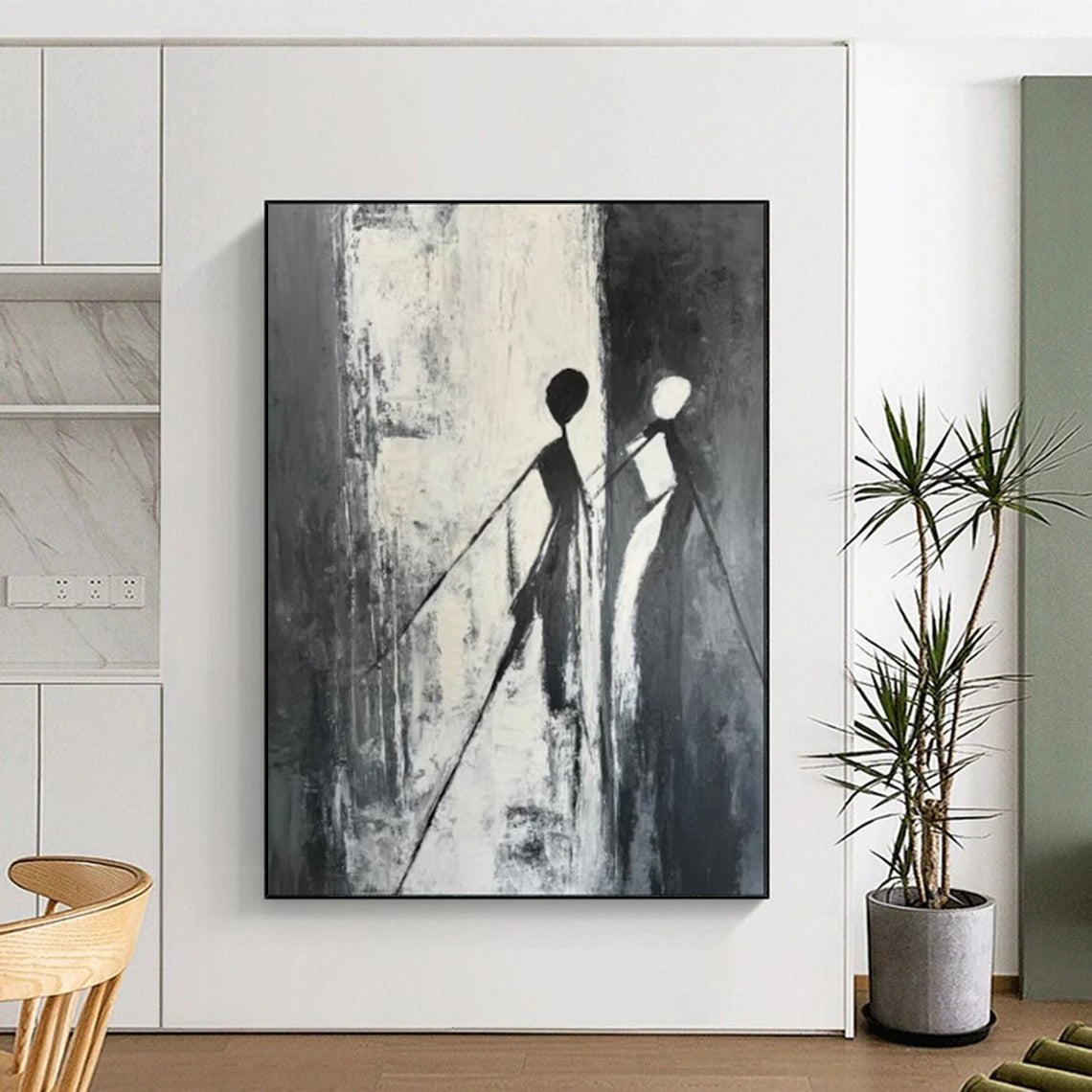 “Silhouettes in Black and White” - Minimalist Abstract Painting On Canvas PT1996