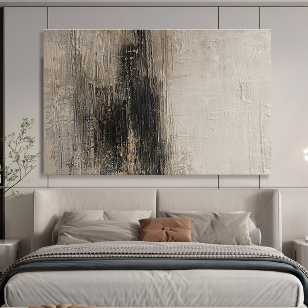 Textured Grey and Black Abstract Painting On Canvas DKS086