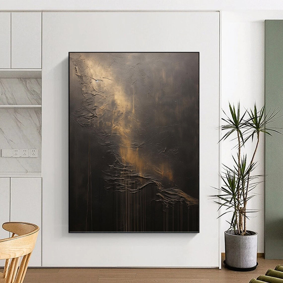 “Dark Textured Abstract” - Abstract, Dramatic - Styled Painting On Canvas PT1663