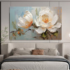 “Textured White Peonies” - Palette - Knife Floral Painting On Canvas PT174