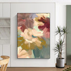 “Pastel Flower Abstract” - Minimalist Floral Painting On Canvas PT1353