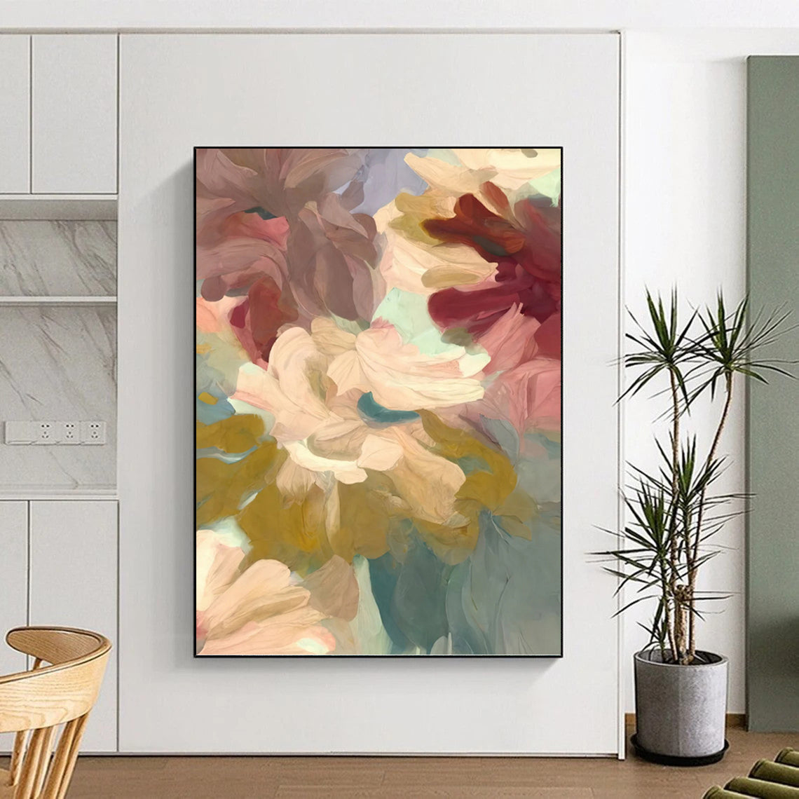 “Pastel Flower Abstract” - Minimalist Floral Painting On Canvas PT1353