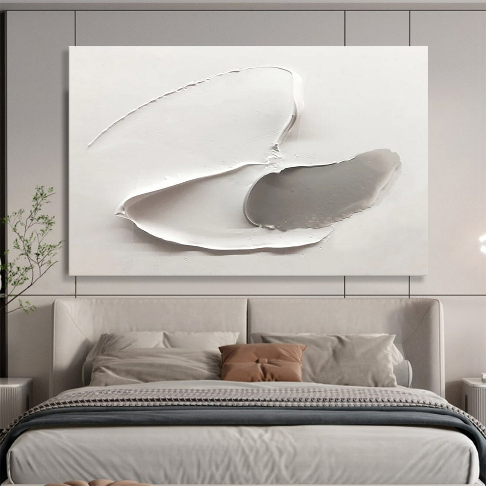 “White - Gray Sculpted Forms” - Textured Oil Painting on Canvas DKS912