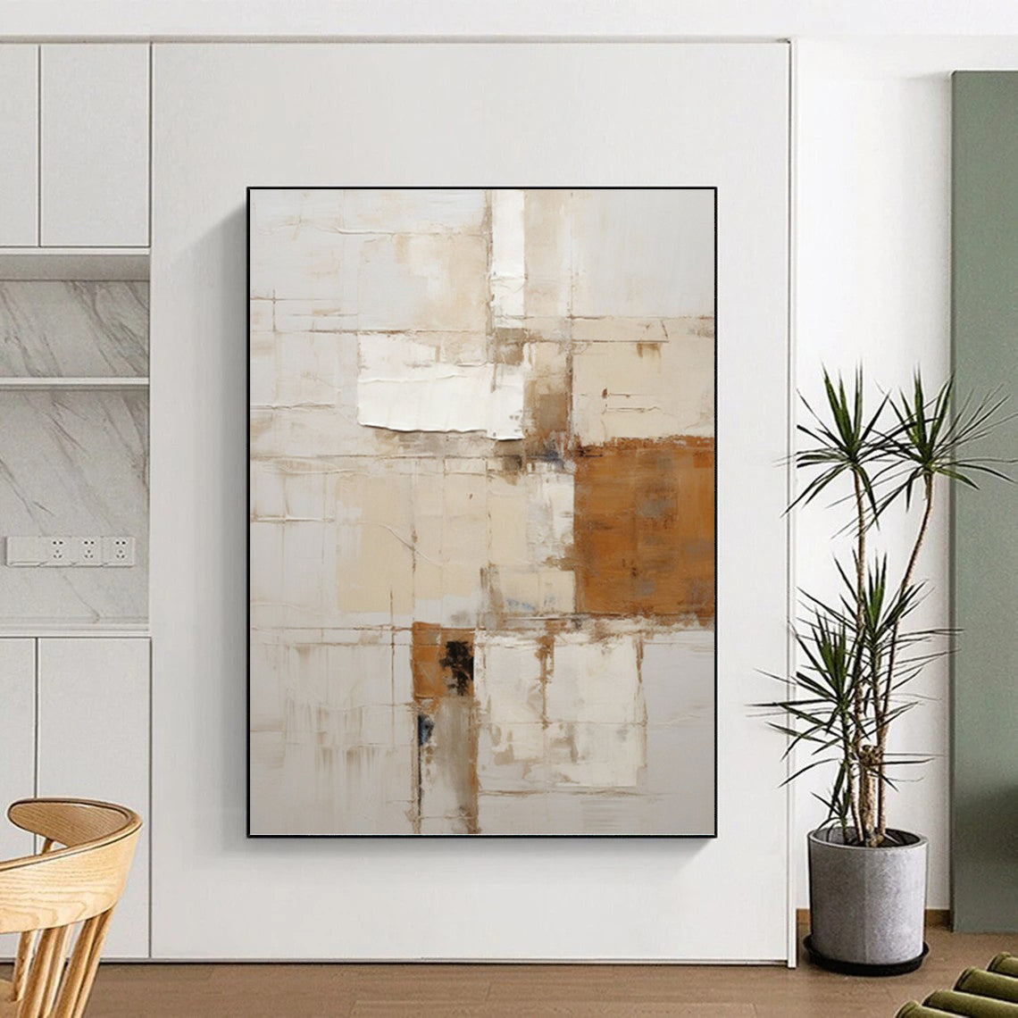 “Neutral Textured Abstract” - Minimalist Abstract Painting On Canvas PT1317