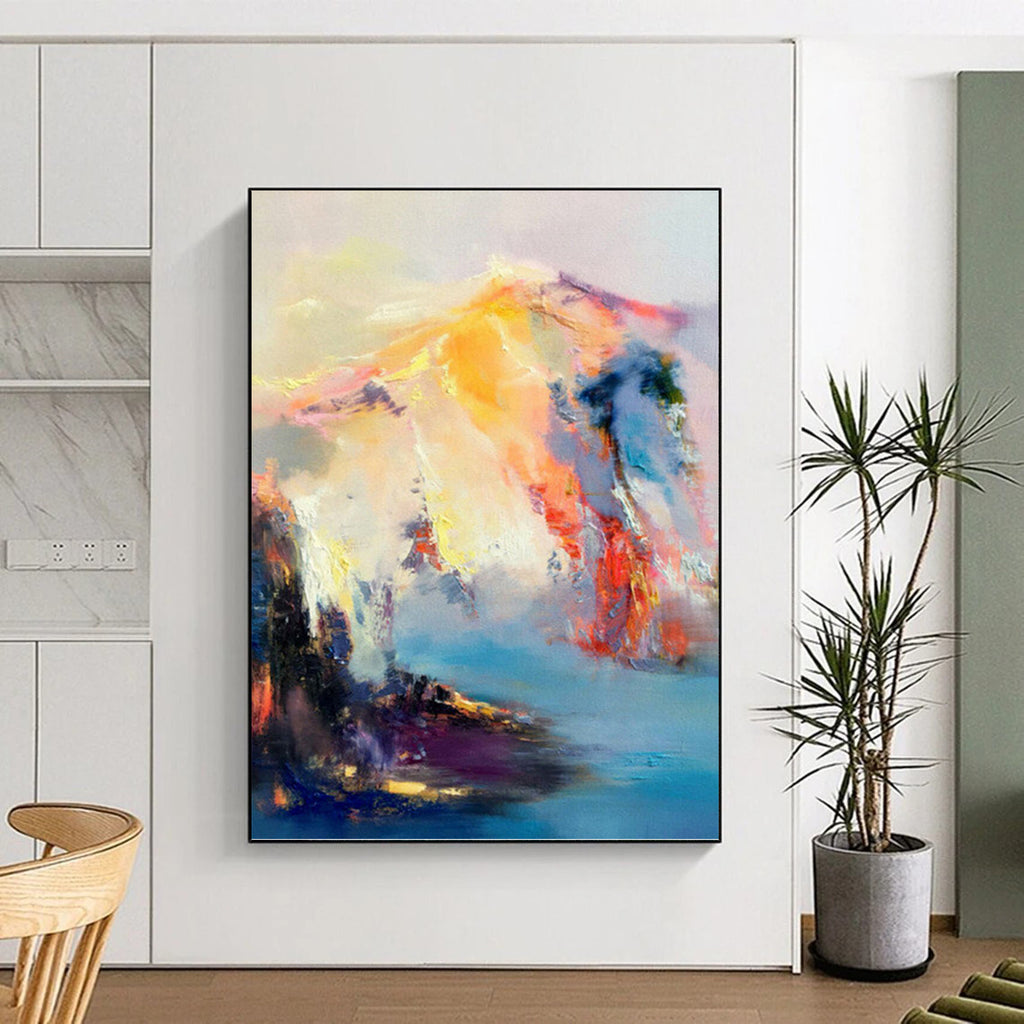 “Colorful Mountain Abstraction” - Abstract Landscape with Colorful Peaks Painting On Canvas PT1061