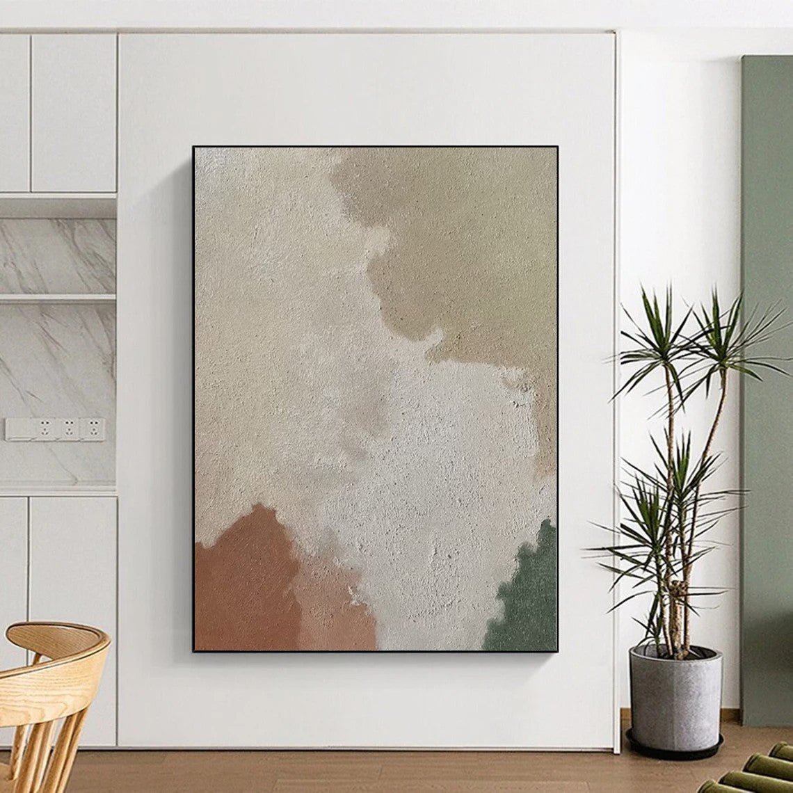 “Soft Color Patches” - Beige, Brown, Green Abstract Color Block Painting On Canvas PS0391