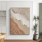 “Textured Earth Layers” - Beige, Brown, White Abstract Landscape Painting On Canvas PS0673
