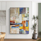 “Colorful Cubist Abstraction” - Multicolor Abstract Painting On Canvas PS0477