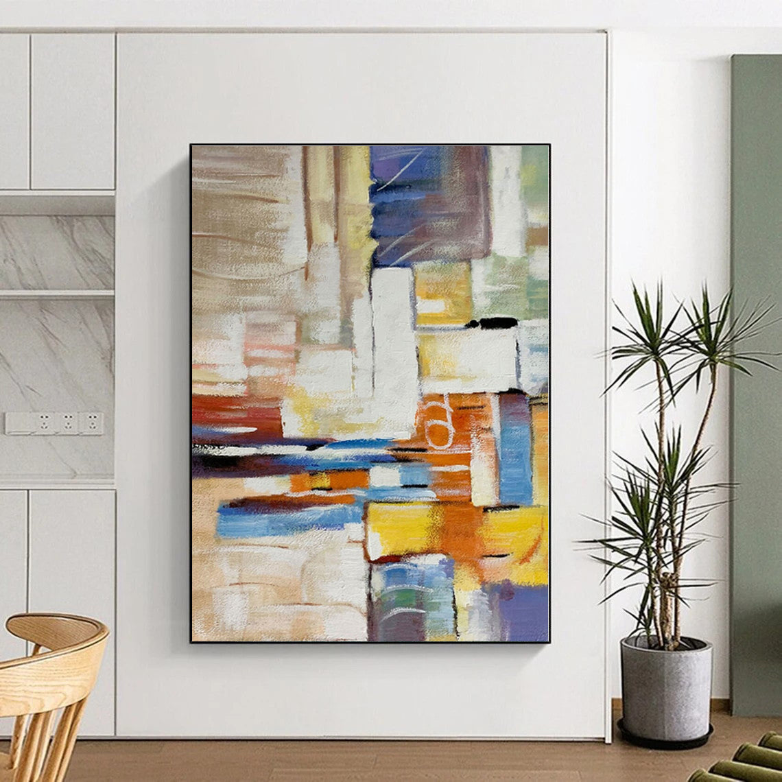 “Colorful Cubist Abstraction” - Multicolor Abstract Painting On Canvas PS0477