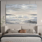 “Monochromatic Seascape” - Monochromatic Landscape Painting, Suitable for Modern Coastal Home & Art - Loving Office DKS630