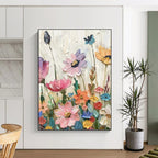 “Textured Colorful Wildflowers” - Impasto Floral Painting On Canvas PT2241